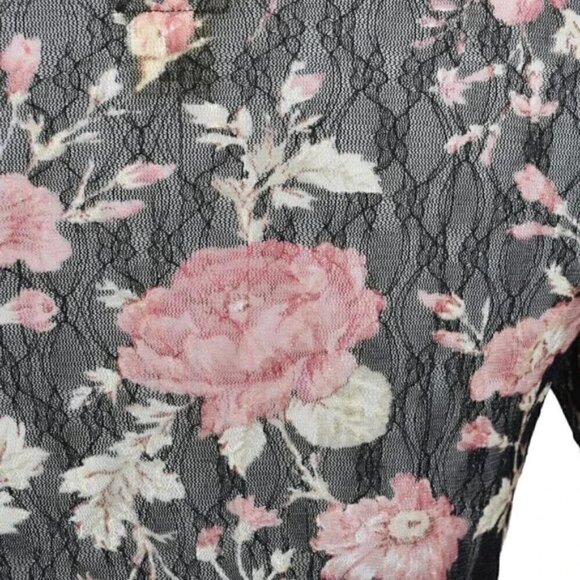 Ralph Lauren Denim & Supply Floral Sheer Blouse Black Pink Long Sleeve Medium - Picture 8 of 12